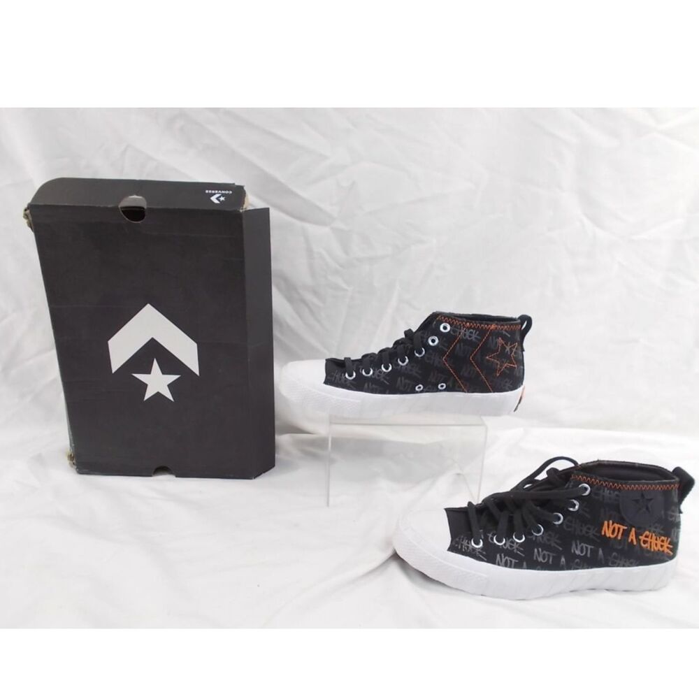 Men's "NOT A CHUCK" Black and Silver Converse Canvas Shoes US Sz. 9